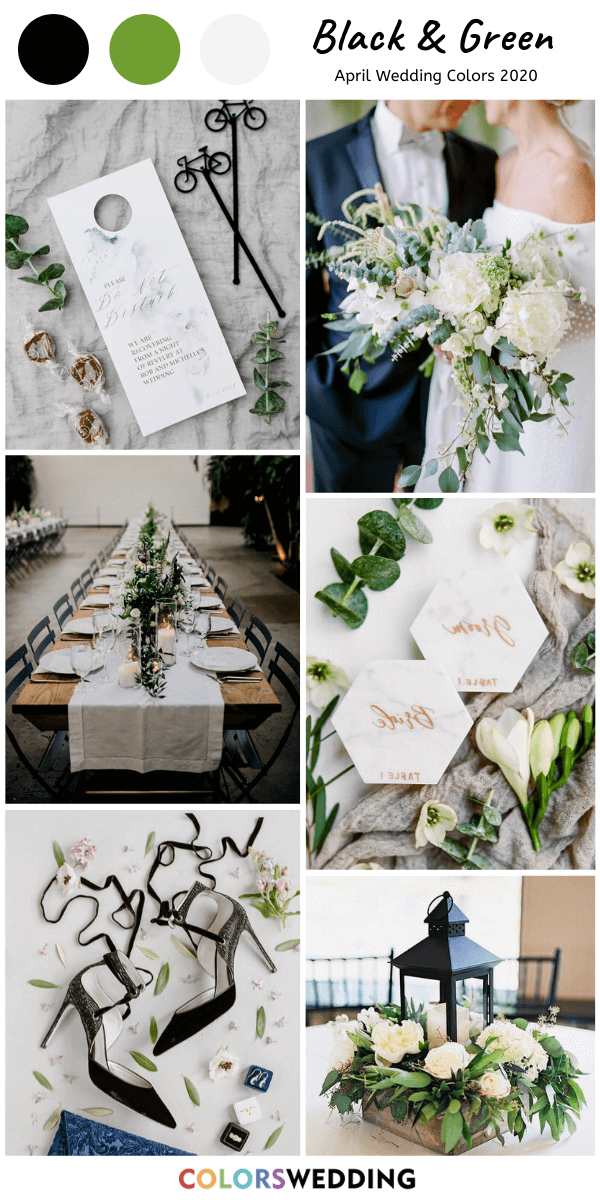 april wedding color combos 2020: Black + Green