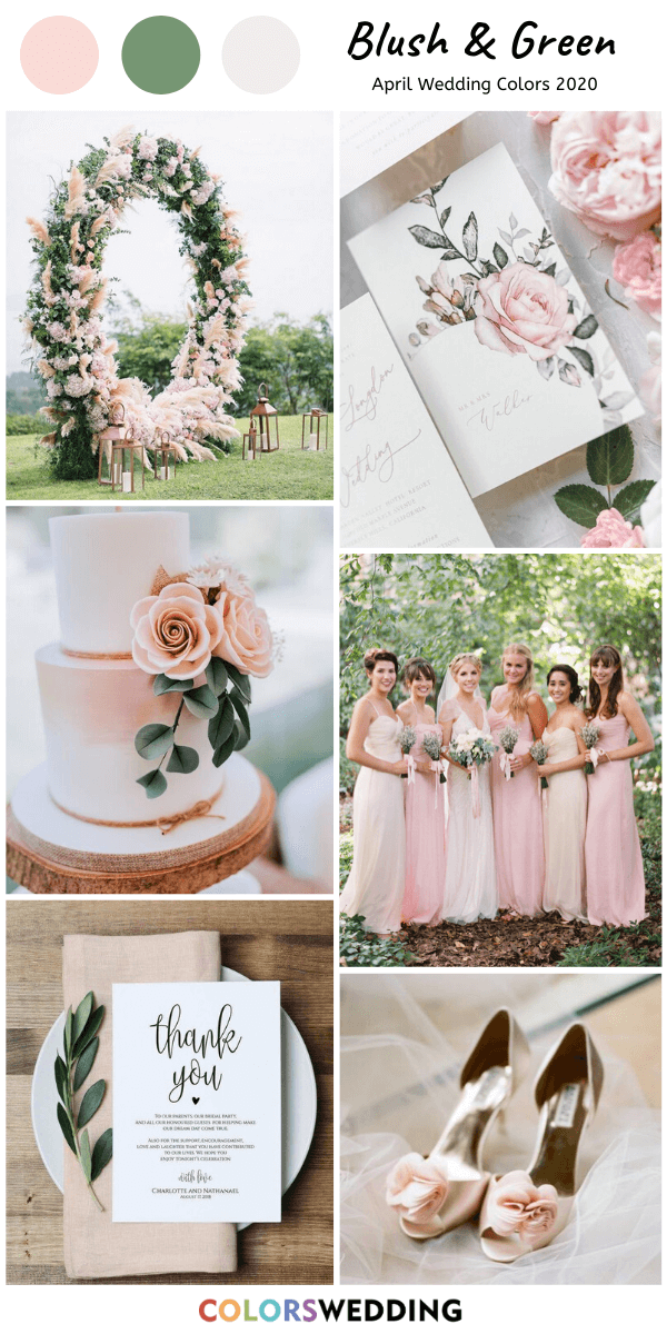 april wedding color combos 2020: Blush + Green