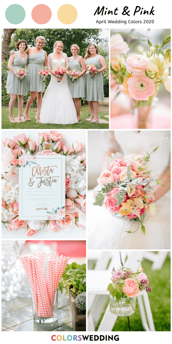 april wedding color combos 2020: Mint + Pink