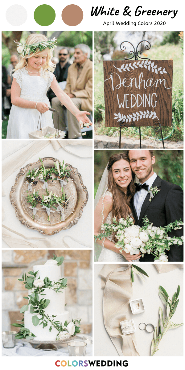 april wedding color combos 2020: White + Greenery