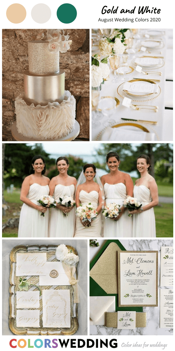 august wedding color 2020 gold and white