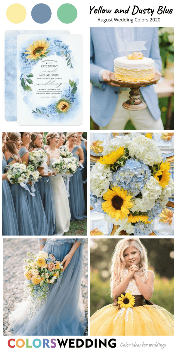 august wedding color 2020 yellow and dusty blue