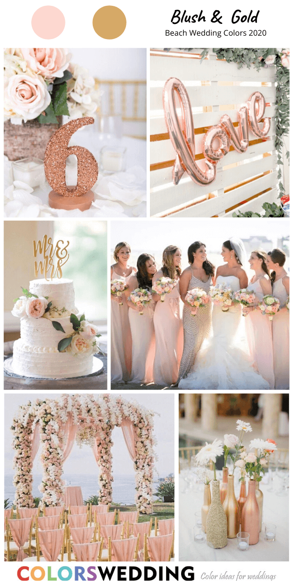 Top 8 Beach Wedding Color Combos for 2020: Blush + Gold