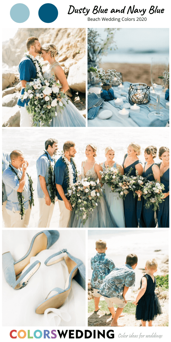 Top 8 Beach Wedding Color Combos for 2020: Dusty Blue + Navy Blue