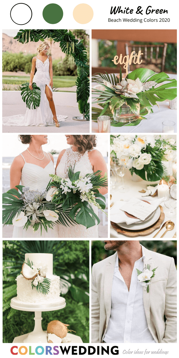 Top 8 Beach Wedding Color Combos for 2020: White + Green