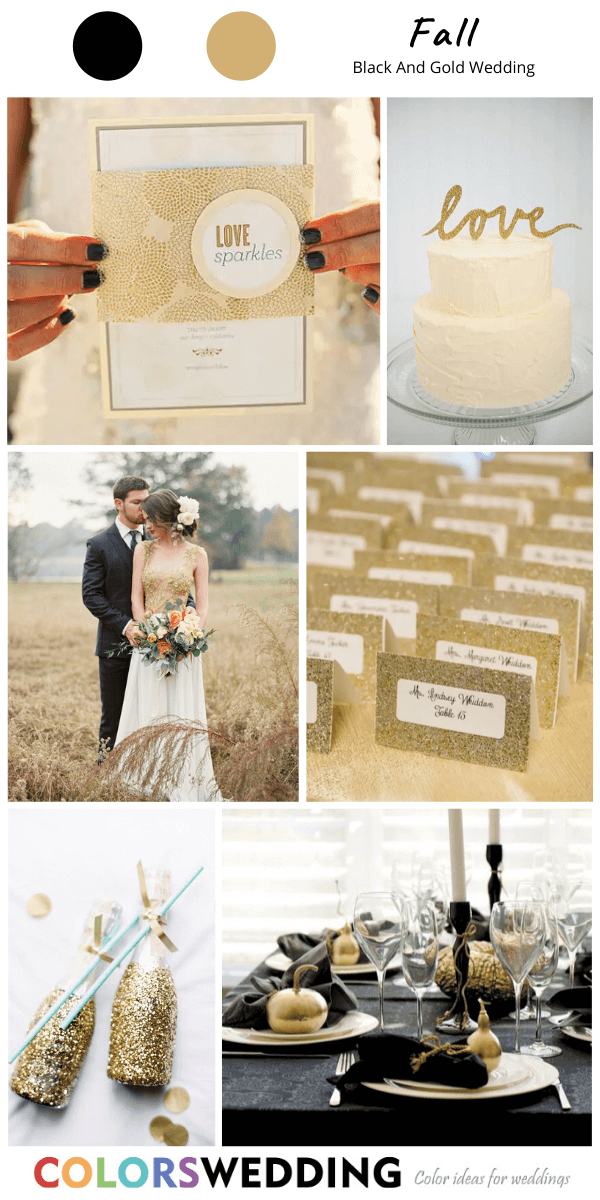 black and gold wedding fall