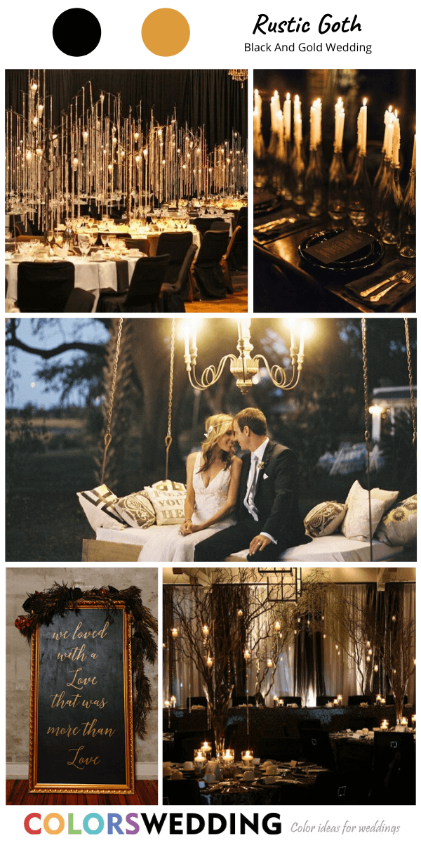 black and gold wedding rustic