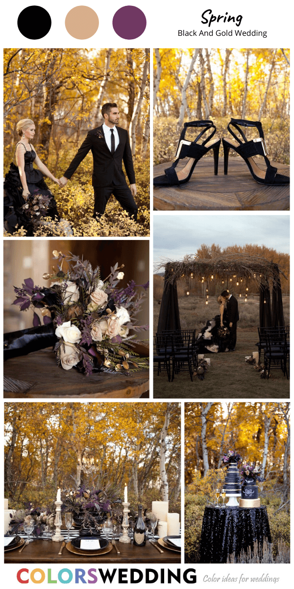black and gold wedding spring