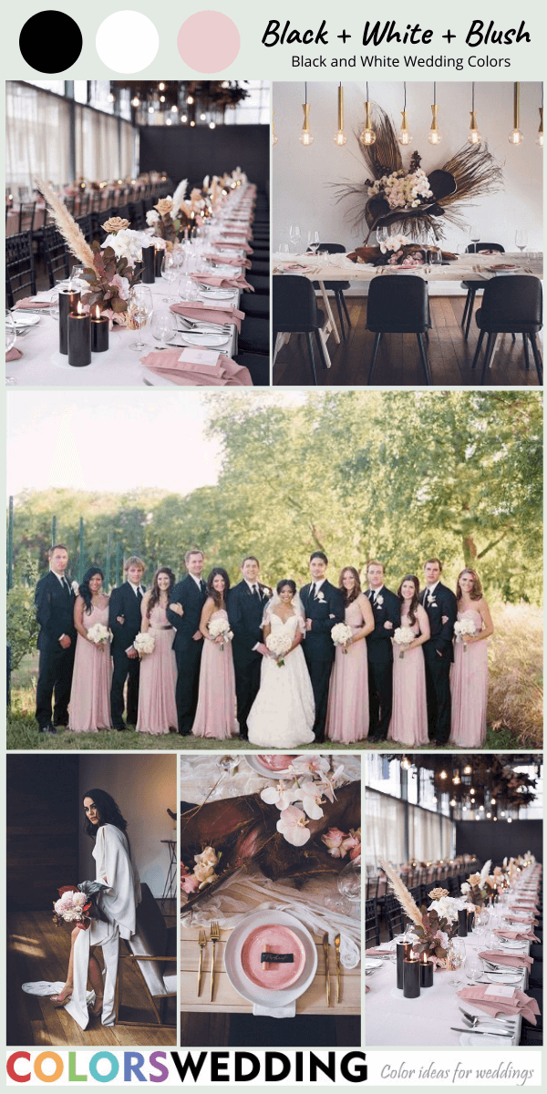 Perfect 8 Black and White Wedding Color Combos: Black + White + Blush