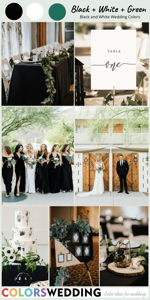 Perfect 8 Black and White Wedding Color Combos: Black + White + Green