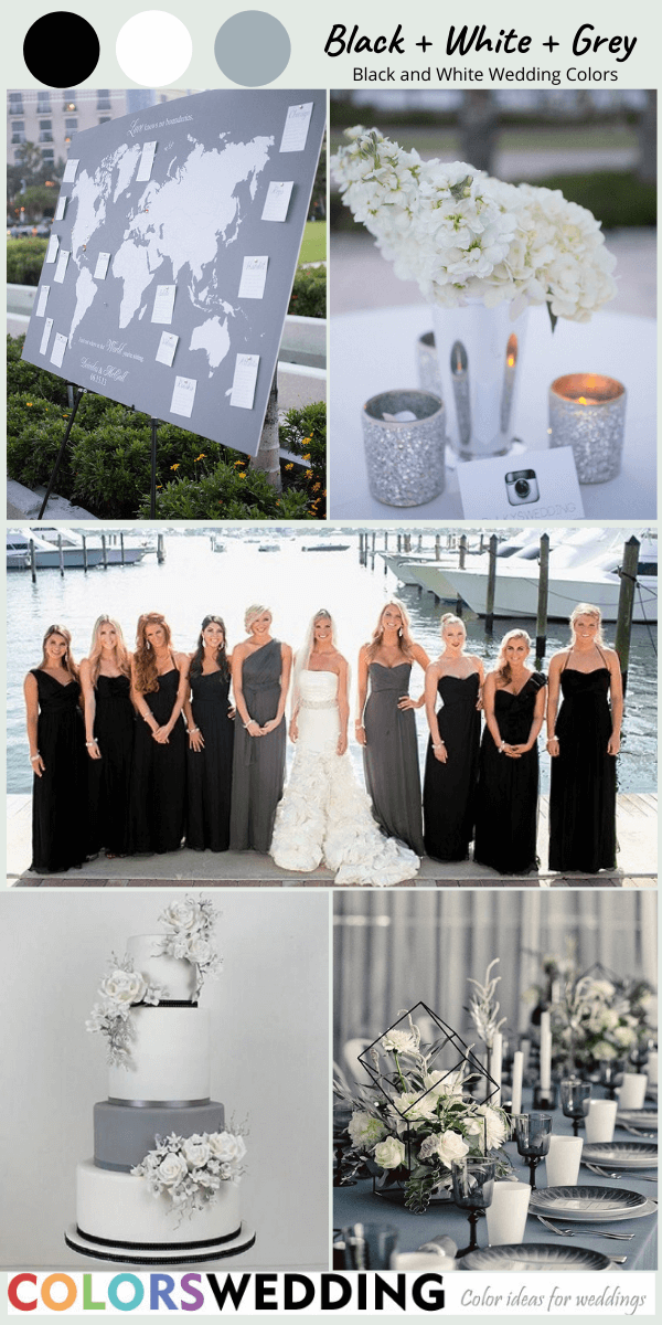 Perfect 8 Black and White Wedding Color Combos: Black + White + Grey
