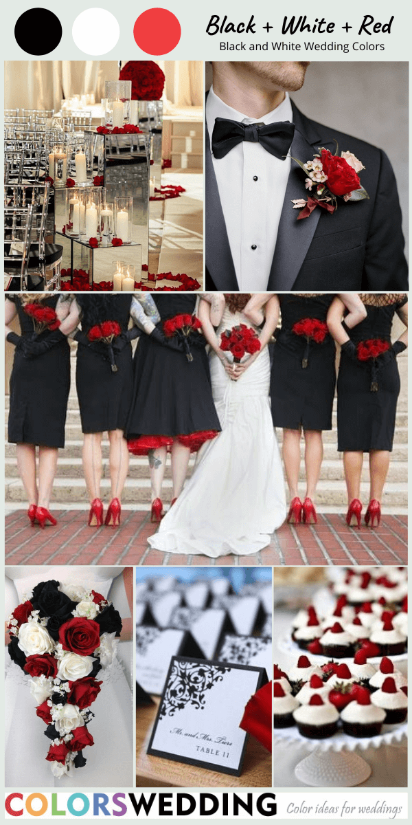 Perfect 8 Black and White Wedding Color Combos: Black + White + Red