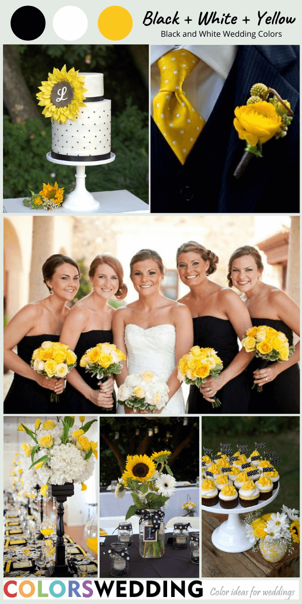 Perfect 8 Black and White Wedding Color Combos: Black + White + Yellow