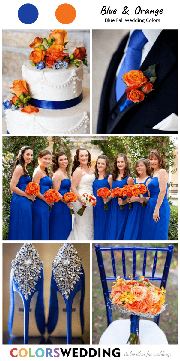 Top 8 blue fall wedding color ideas: Blue + Orange