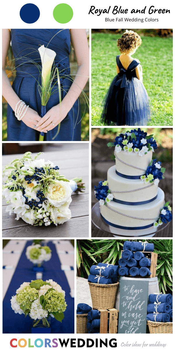 Top 8 blue fall wedding color ideas: Royal Blue + Green
