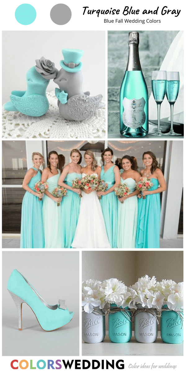 Top 8 blue fall wedding color ideas: Turquoise + Gray
