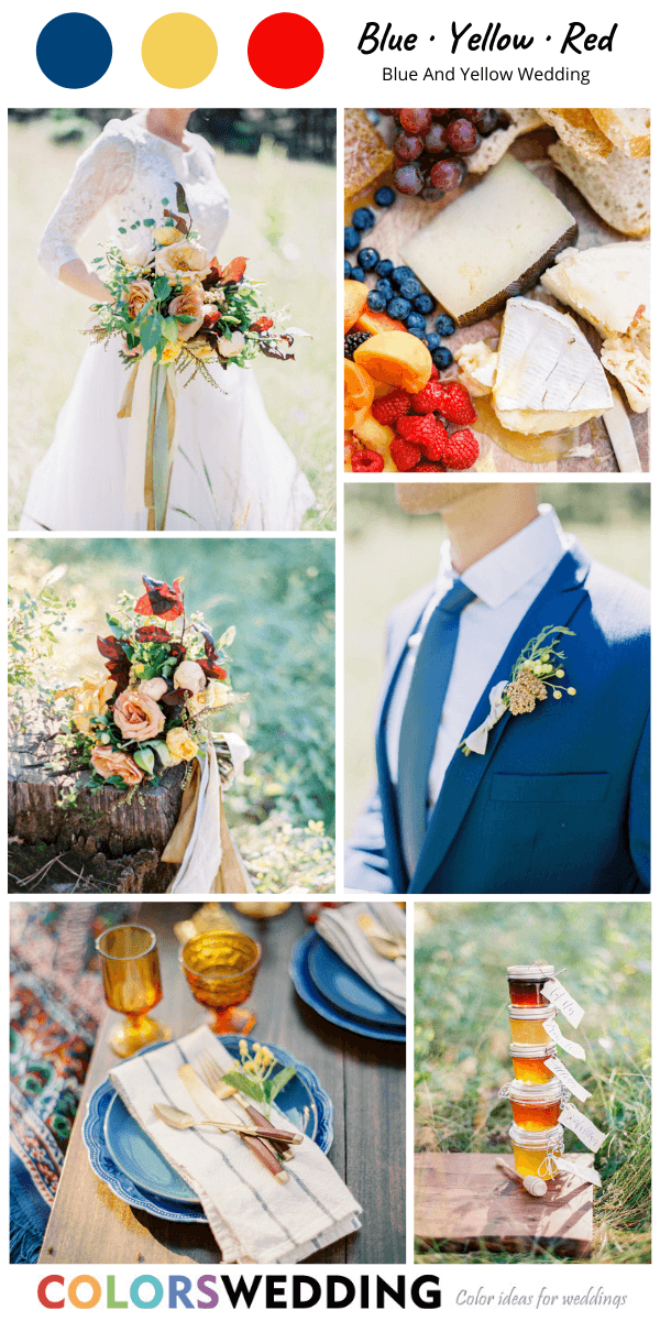 Top 8 Blue and Yellow Wedding Color Ideas: Blue + Yellow + Red