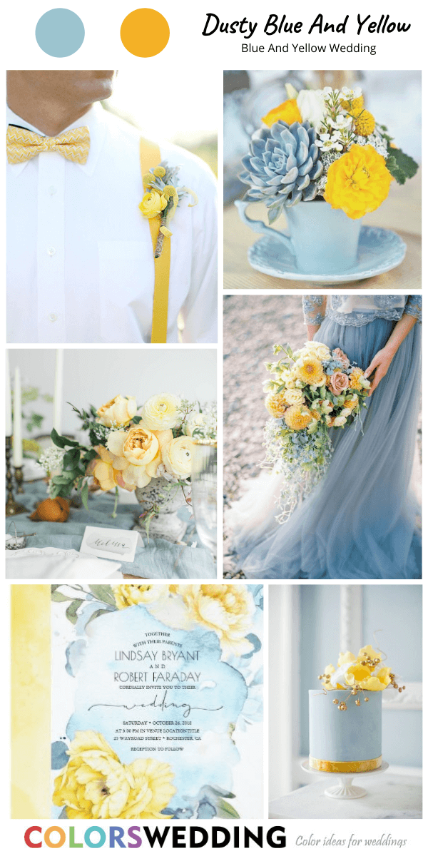 Top 8 Blue and Yellow Wedding Color Ideas: Dusty Blue + Yellow