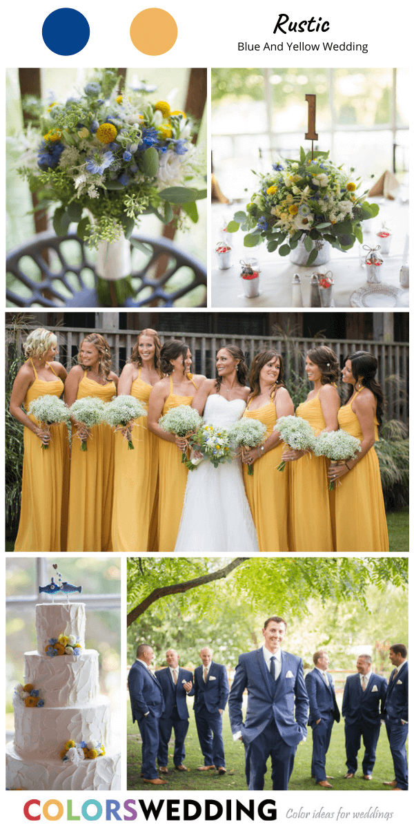 Top 8 Blue and Yellow Wedding Color Ideas: Rustic Blue and Yellow Wedding