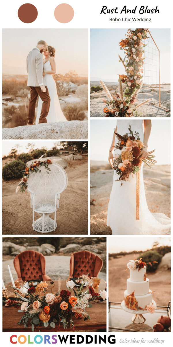 Top 8 Boho Chic Wedding Color Ideas: Rust + Blush