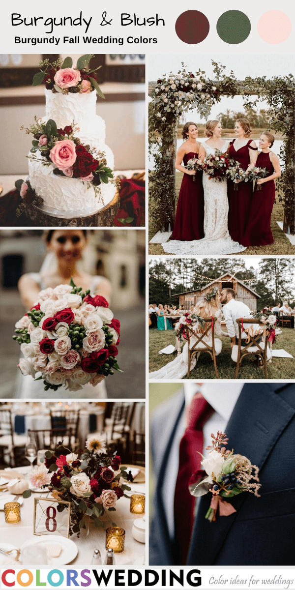 Top 7 burgundy fall wedding color combos: Burgundy + Blush