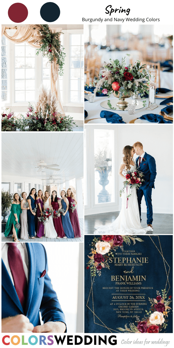 burgundy and navy wedding colors spring