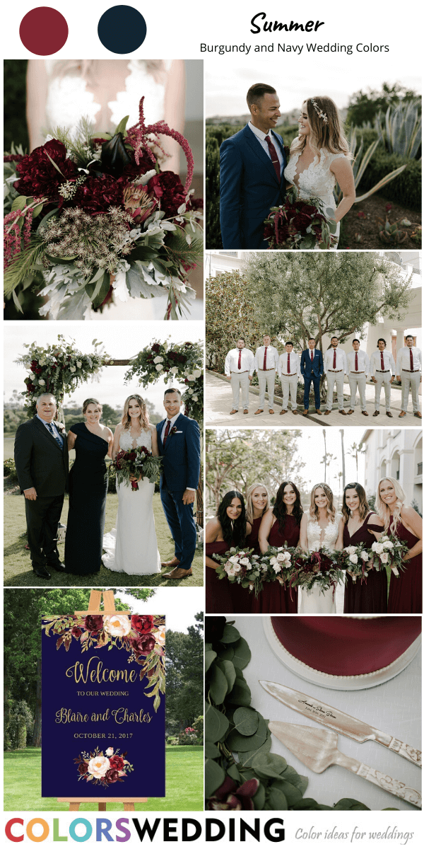 burgundy and navy wedding colors summer