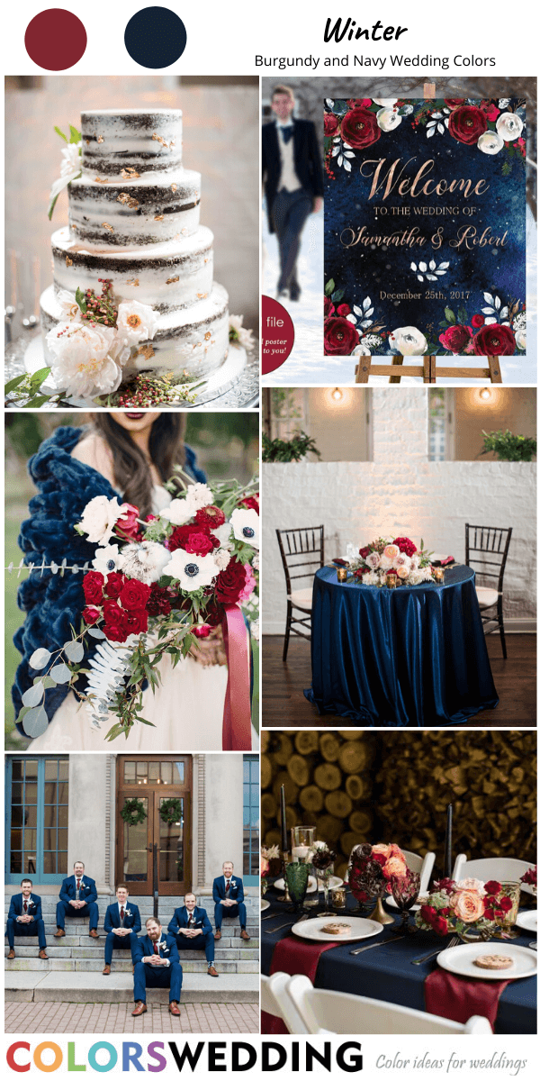 burgundy and navy wedding colors winter