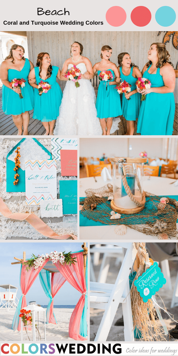 coral and turquoise wedding colors beach wedding