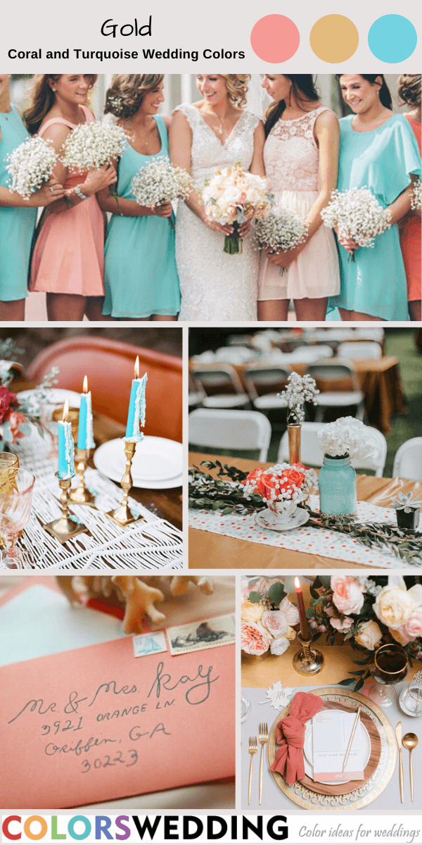 coral and turquoise wedding colors coral turquoise and gold