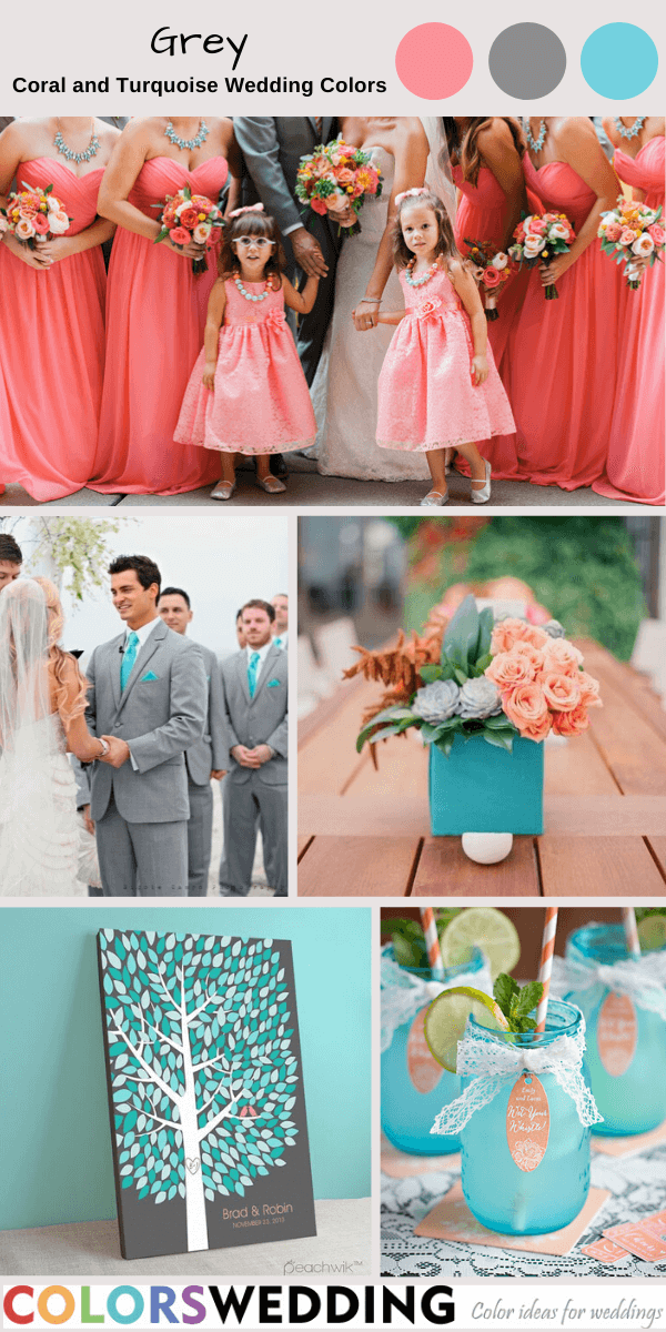 coral and turquoise wedding colors coral turquoise and grey