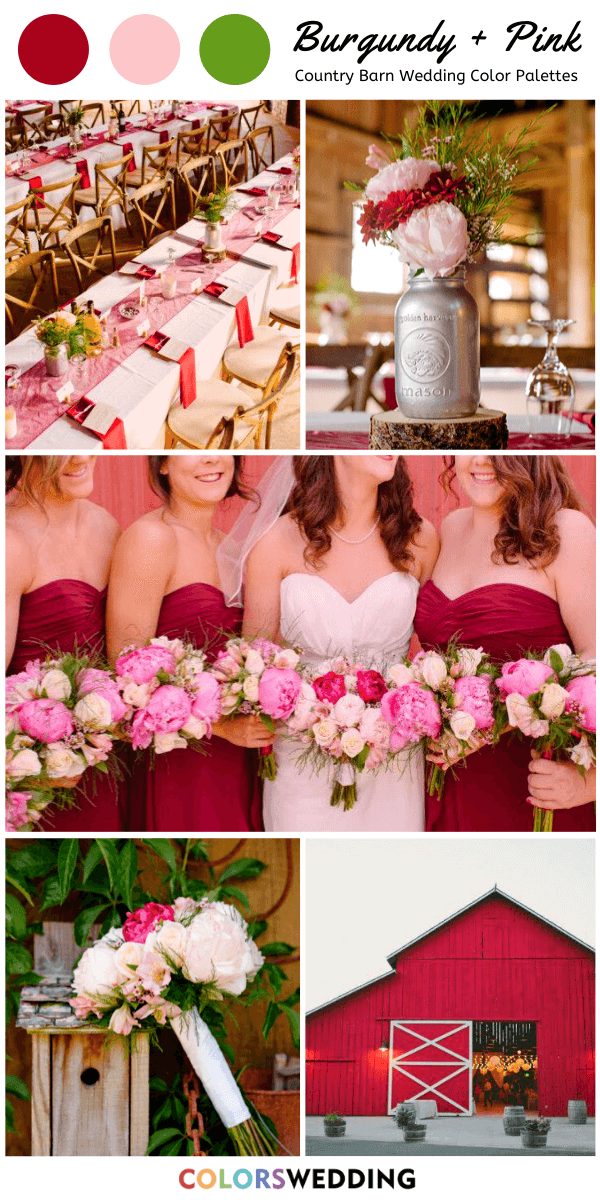 Top 8 Country Barn Wedding Color Palettes: Burgundy + Pink