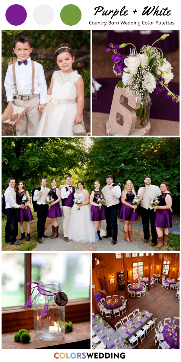 Top 8 Country Barn Wedding Color Palettes: Purple + White