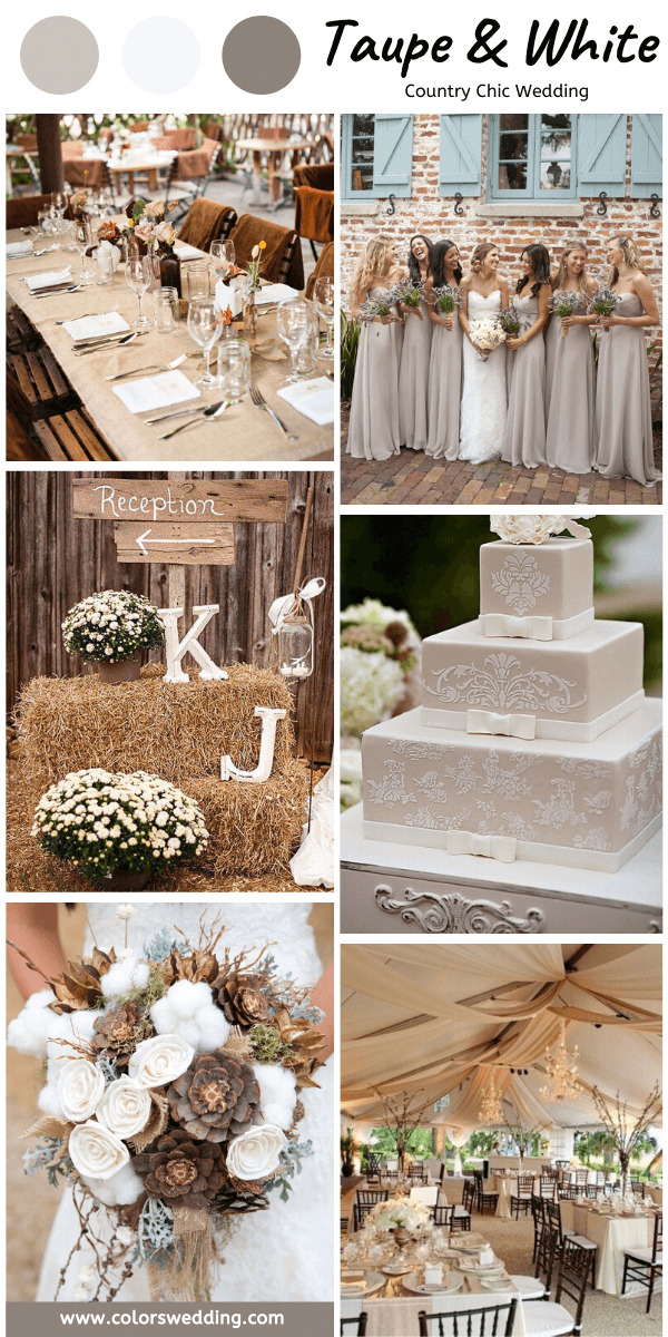 country chic wedding taupe and white
