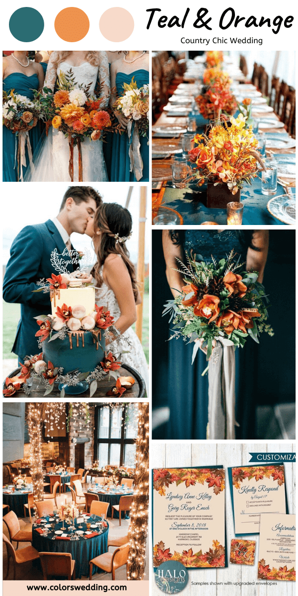 country chic wedding teal and orange