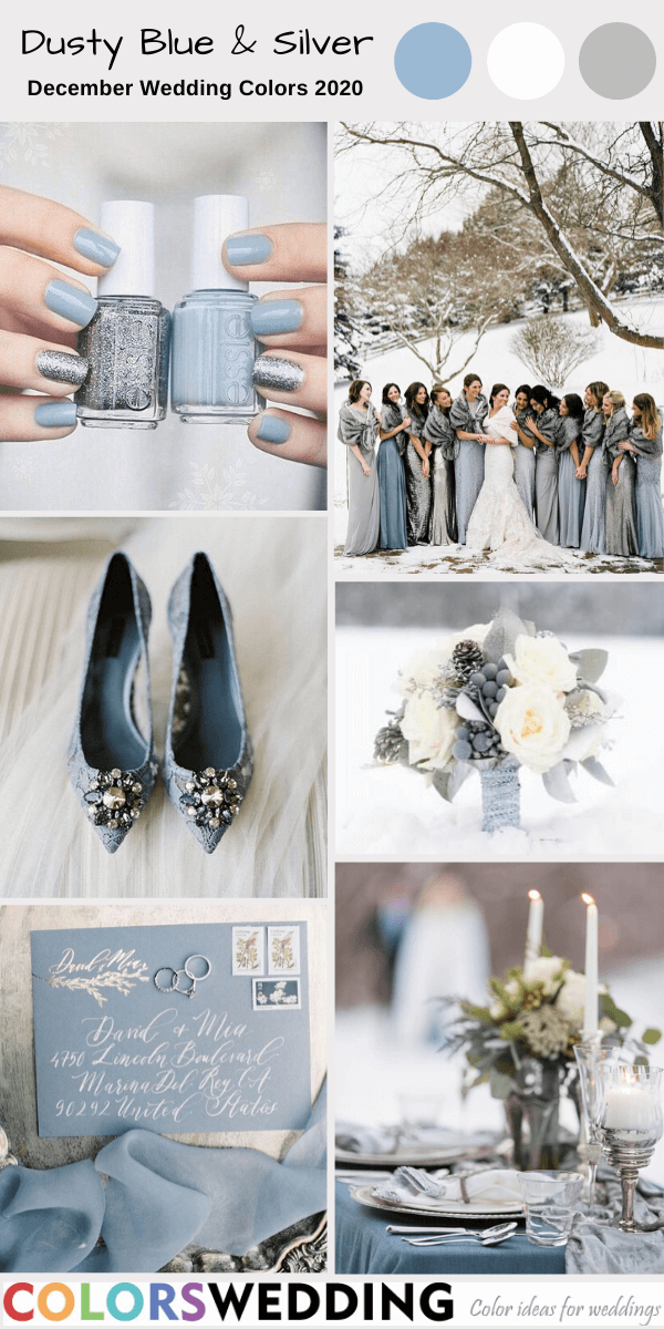 december wedding colors 2020 dusty blue and silver