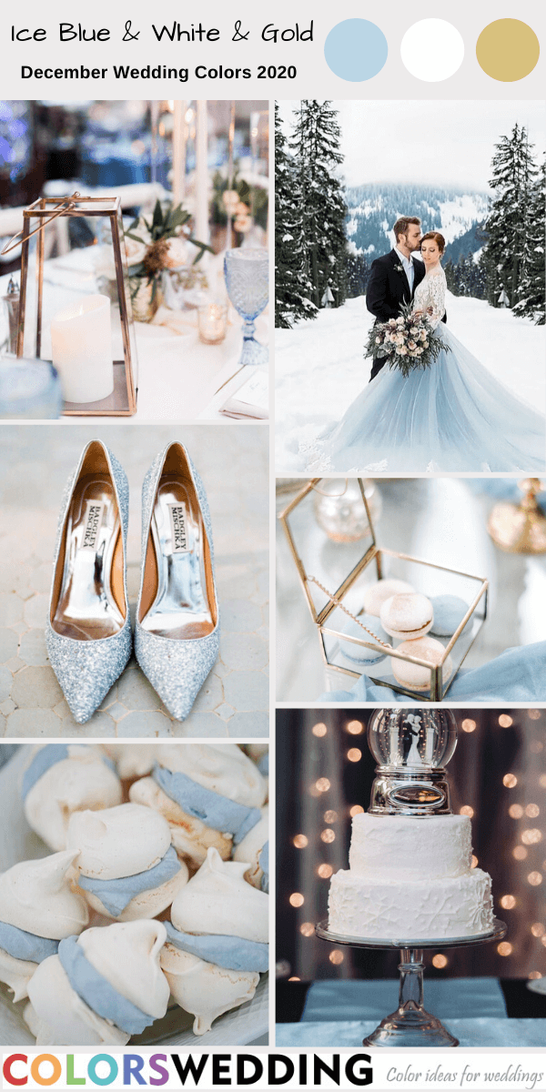december wedding colors 2020 ice blue white and gold