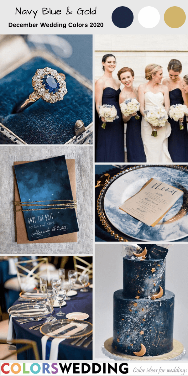 december wedding colors 2020 navy blue and gold