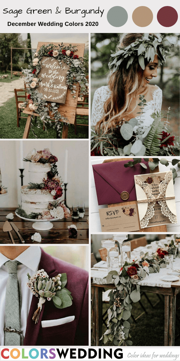 december wedding colors 2020 sage green and burgundy