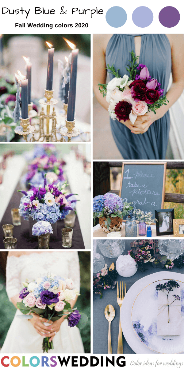 Fall Wedding Color Palettes 2020 - Dusty Blue + Purple