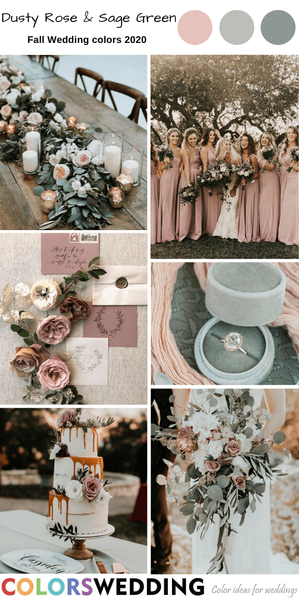 Fall Wedding Color Palettes 2020 - Dusty Rose + Sage Green