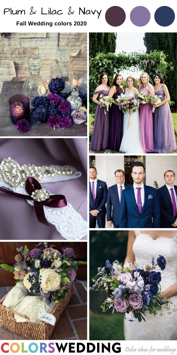 Fall Wedding Color Palettes 2020 - Plum + Lilac + Navy