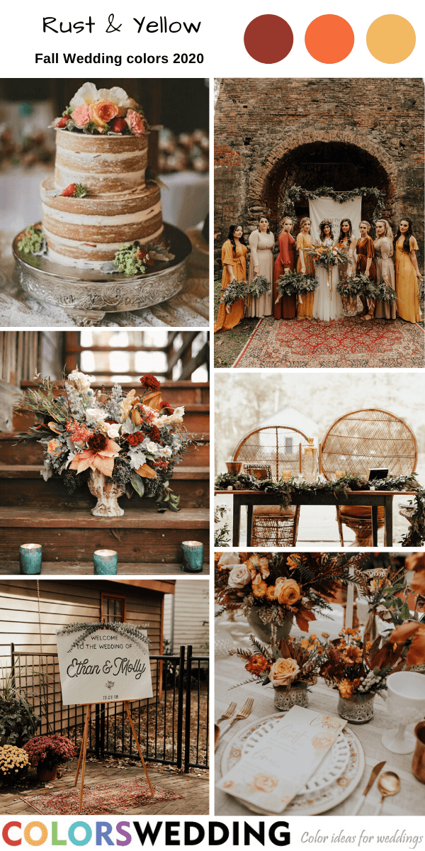 Fall Wedding Color Palettes 2020 - Rust + Yellow