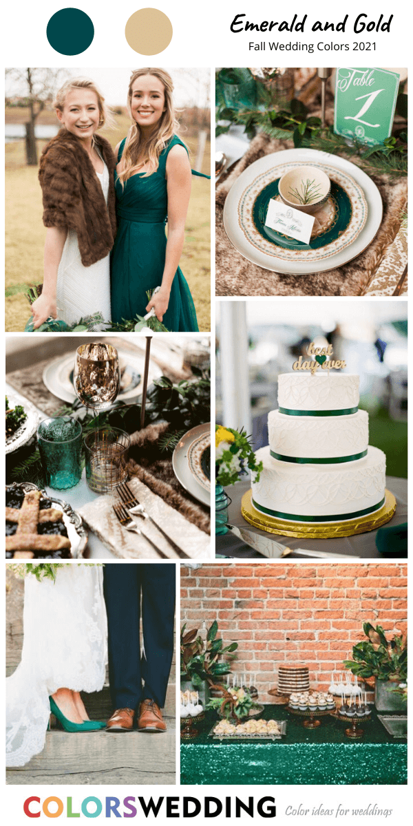 fall wedding color 2021 emerald gold