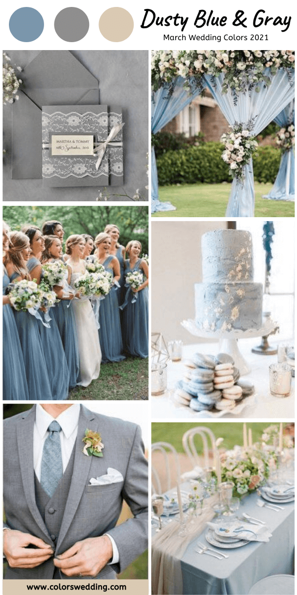 march wedding colors 2021 dusty blue and gray