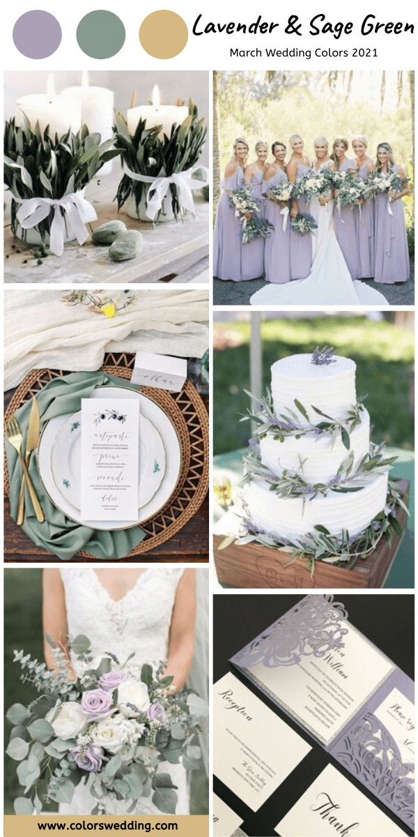 march wedding colors 2021 lavender and sage