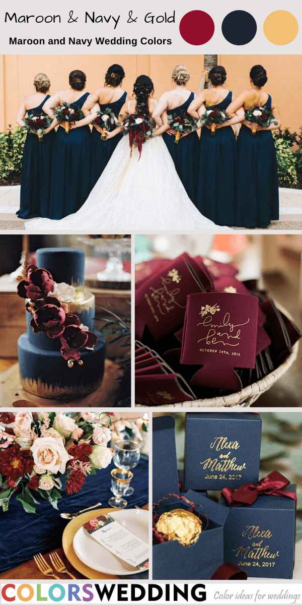 navy and burgundy wedding