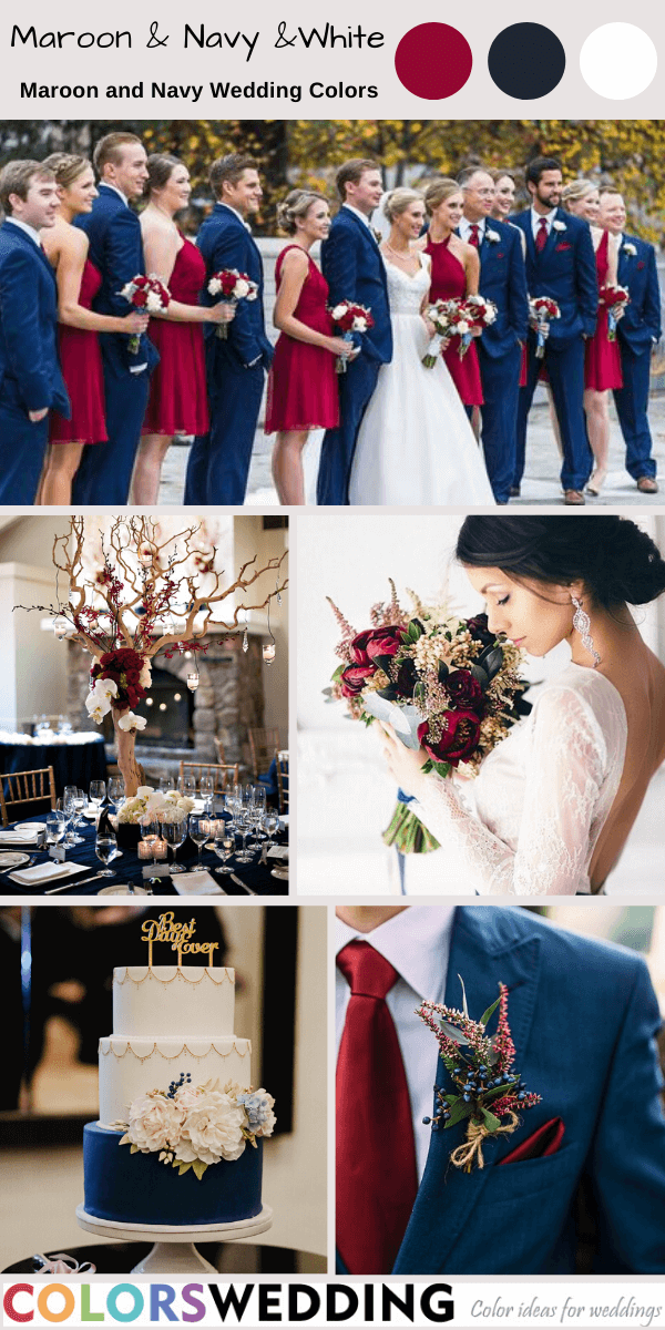 navy and burgundy wedding