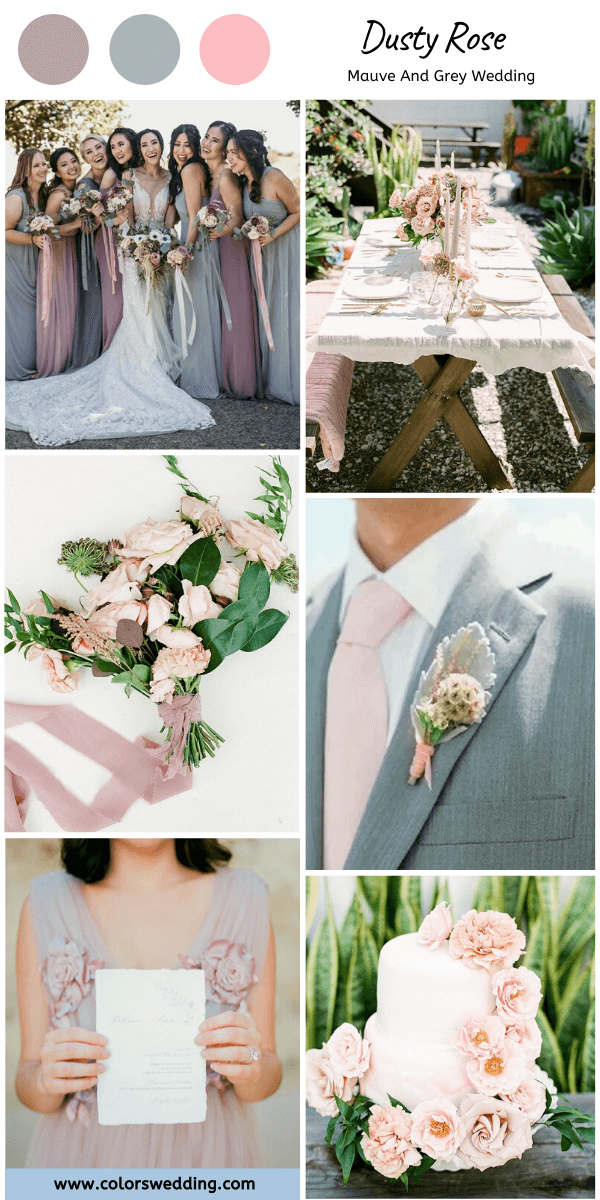 mauve and grey wedding dusty rose