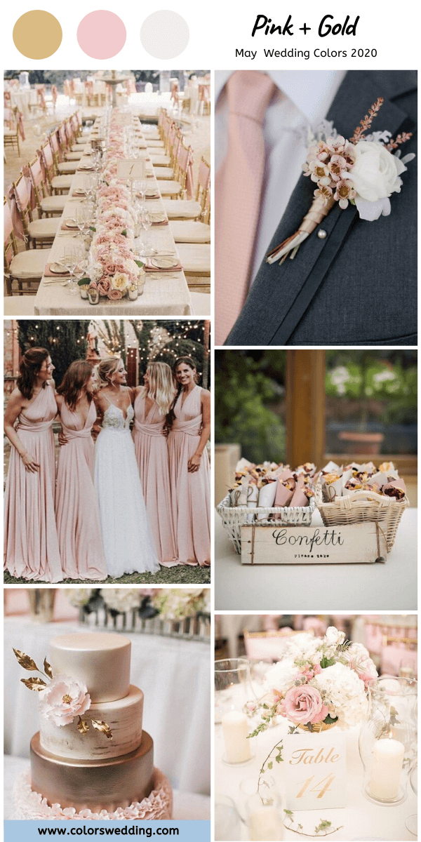 may wedding colors 2020 gold pink
